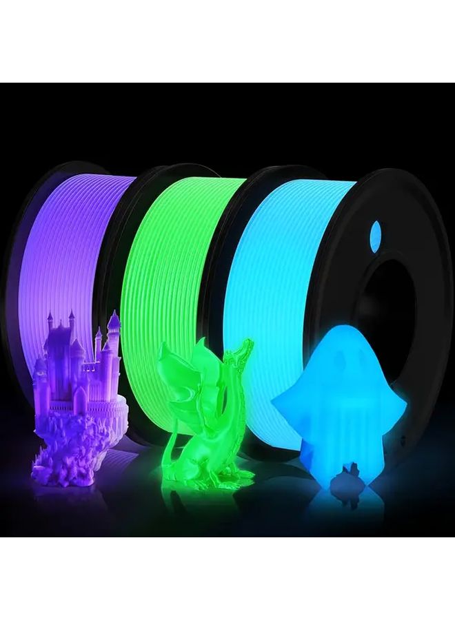 Glow In Dark PLA Filament Bundle 1 75mm 3 Spools Luminous Green Blue Purple - Image 1